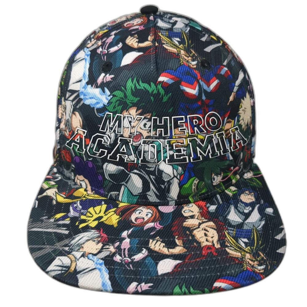My Hero Academia 5 Panel Black Hat One Size Snapback Flat Brim Anime Print